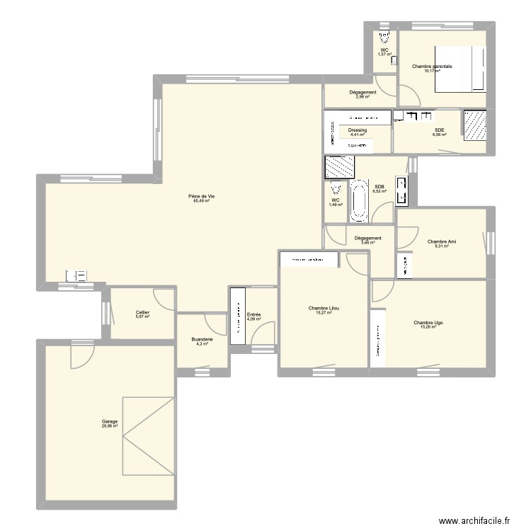 WAHOU. Plan de 16 pièces et 186 m2