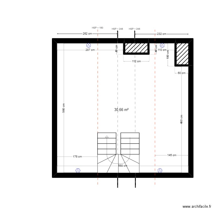 LECOMTE - CH6 . Plan de 3 pièces et 32 m2