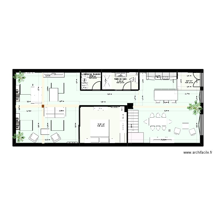 Bagnolet 3. Plan de 5 pièces et 88 m2