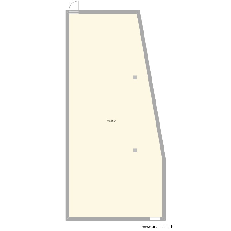 Plan magasin vierge. Plan de 1 pièce et 116 m2