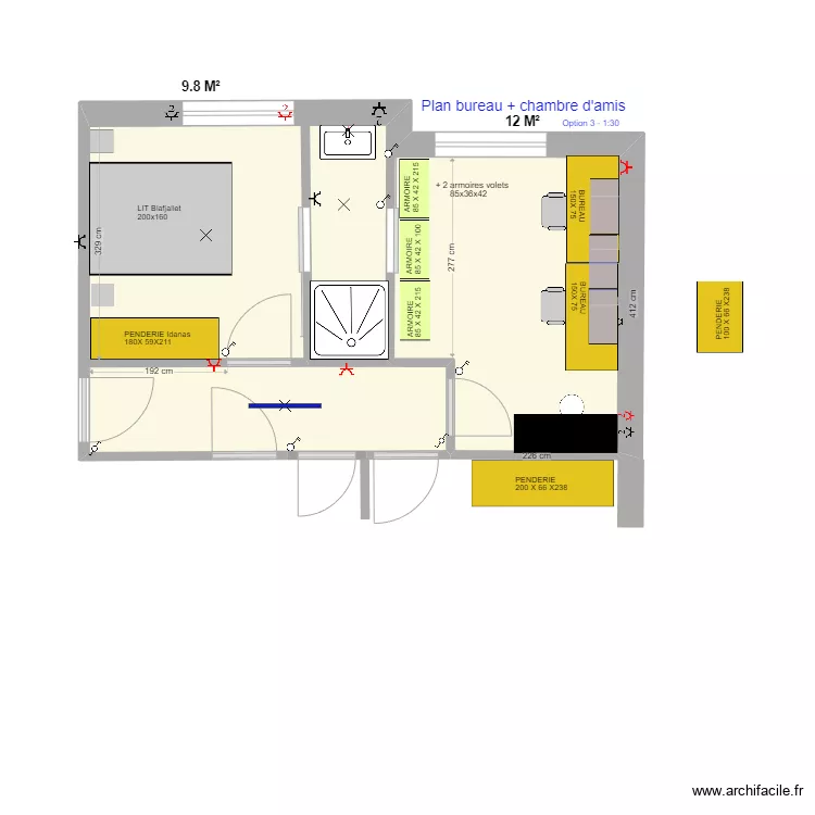 PLAN BUREAUX 28-01-26 -  1-30 option 3. Plan de 1  et 32 m²