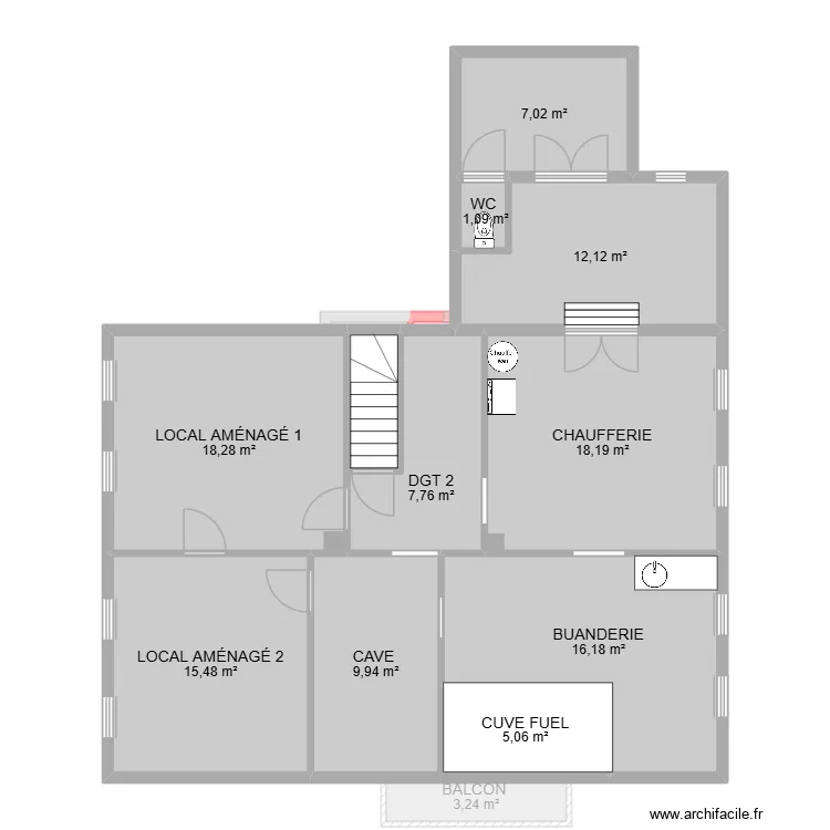 BI 34131. Plan de 53  et 424 m²