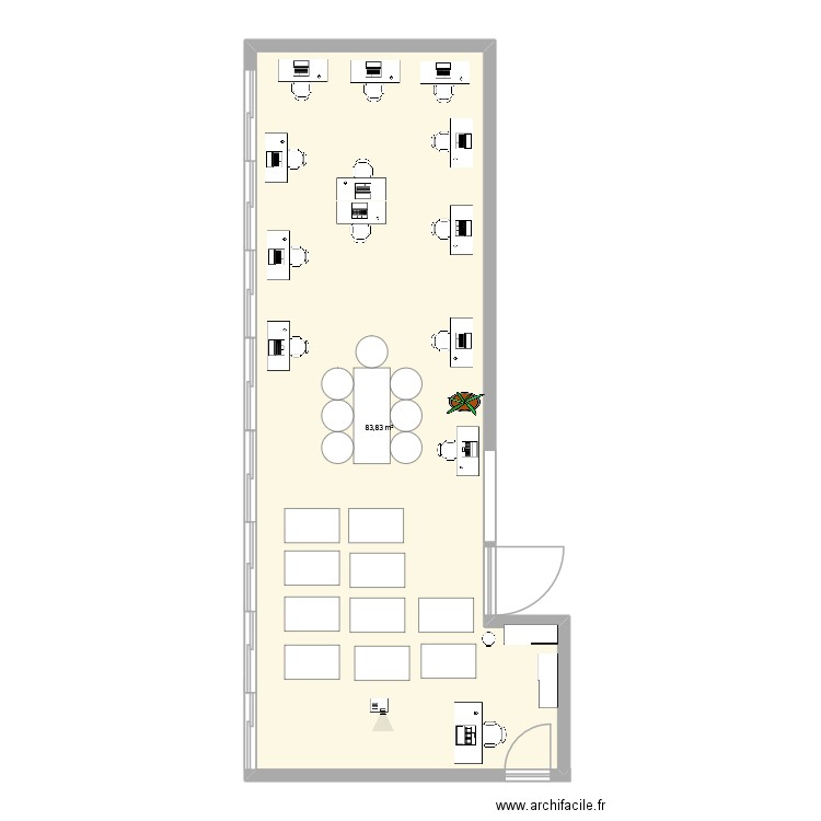 BUREAU. Plan de 1 pièce et 84 m2