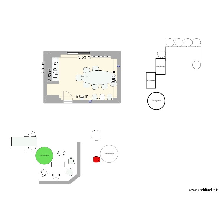 Salle de réunion 1101. Plan de 1 pièce et 22 m2