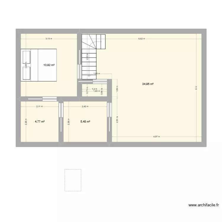 2e jet. Plan de 4  et 56 m²