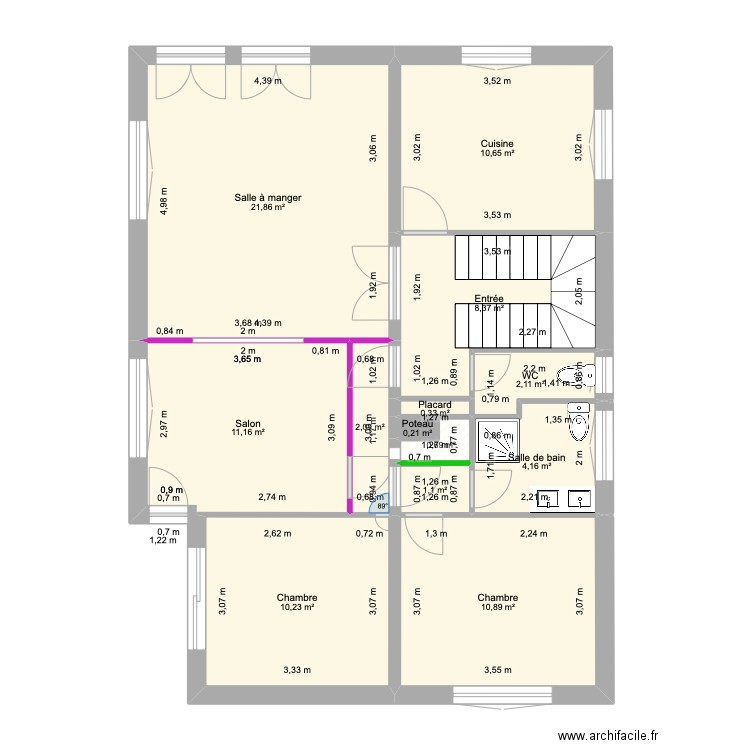 etage maelys et kevin. Plan de 13 pièces et 84 m2