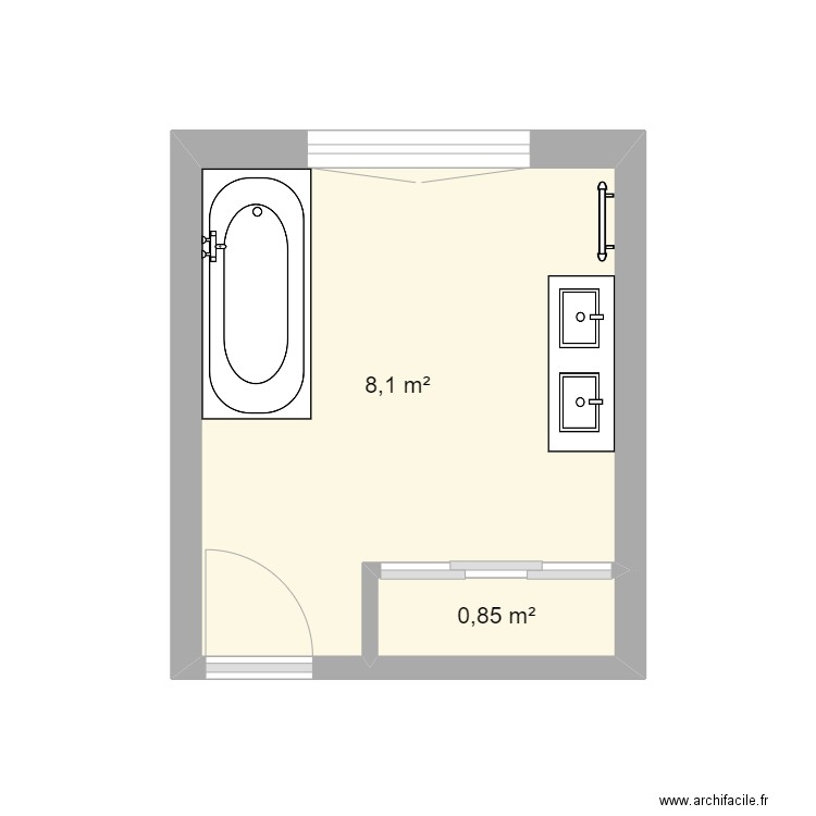 COQUEREL. Plan de 3 pièces et 9 m2