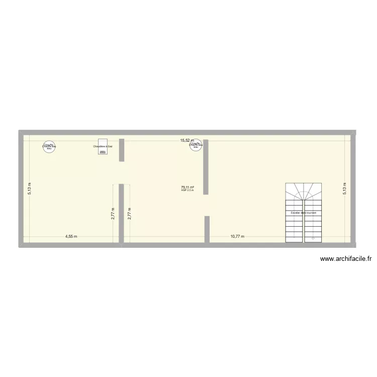 Cave Langon. Plan de 1  et 79 m²