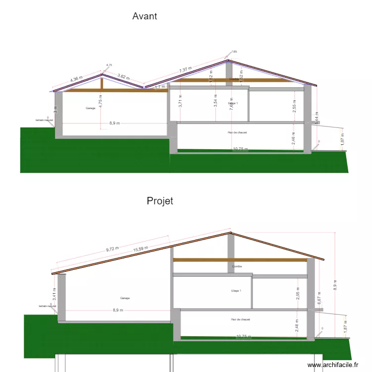 façade ouest. Plan de façade ouest. Plan de
