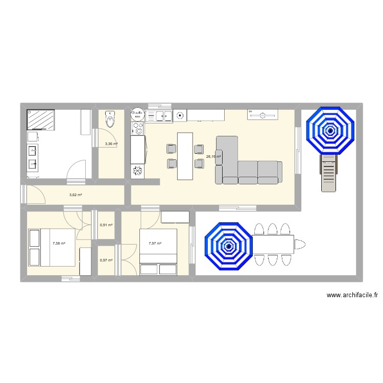 ESPAGNE 1. Plan de 7 pièces et 53 m2