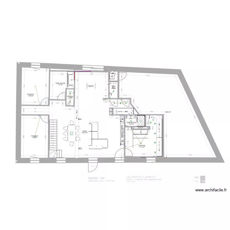 APPARTEMENT LEO PLB. Plan de 14  et 167 m²