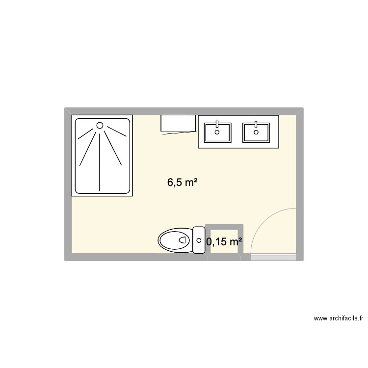 sdb 2. Plan de 2 pièces et 7 m2