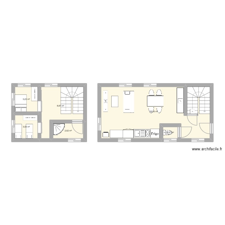 PROJET. Plan de 6 pièces et 48 m2