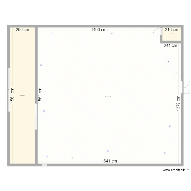 Offices. Plan de 3 pièces et 301 m2