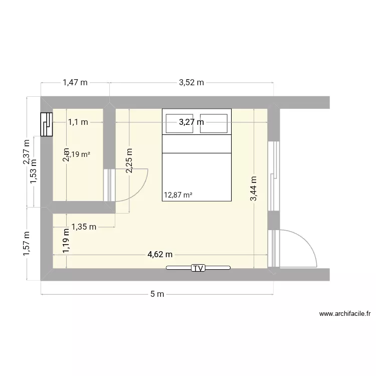 OLYMPE. Plan de 2  et 15 m²