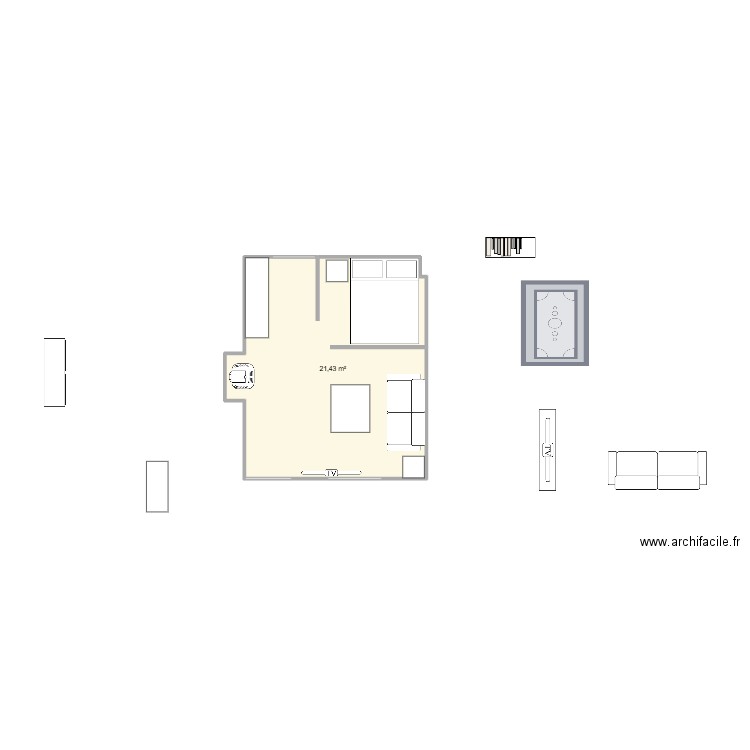 SALON. Plan de 1 pièce et 21 m2