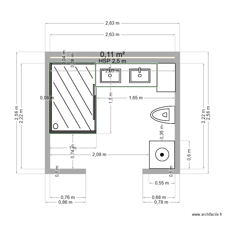 Salle de bains (2). Plan de 1 pièce et 0 m2