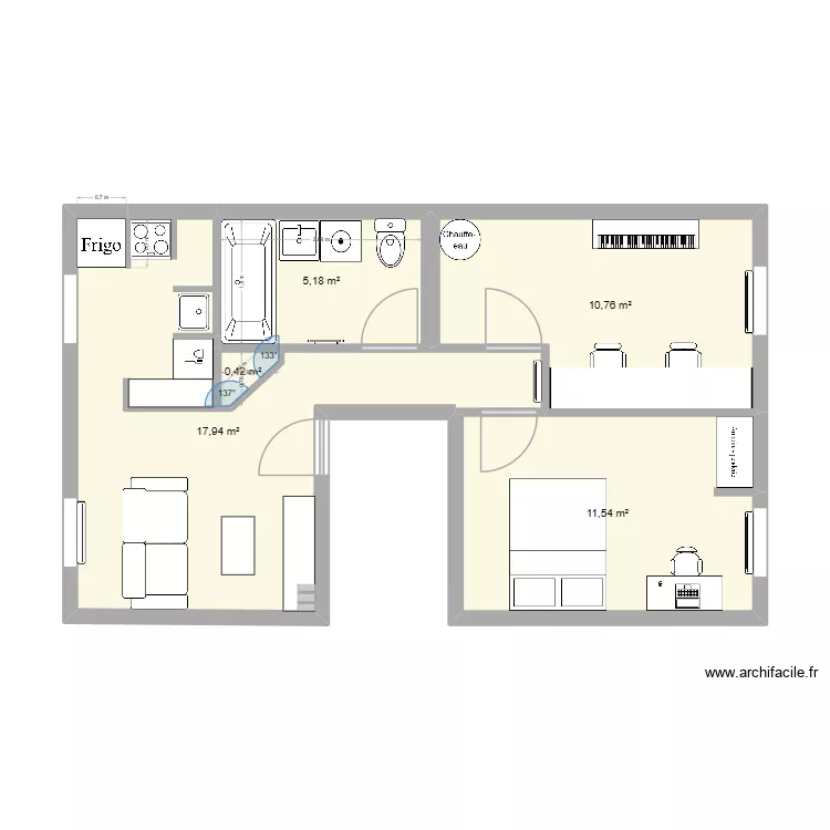 Plan modif. Plan de 5  et 46 m²