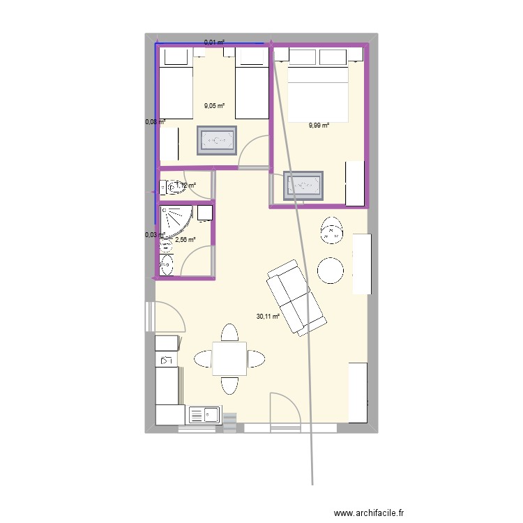 rbnb2. Plan de 8 pièces et 53 m2