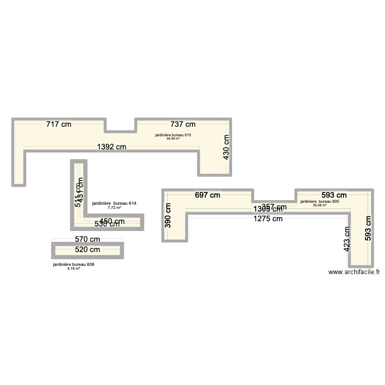 jardinière  Botticelli. Plan de 4 pièces et 93 m2