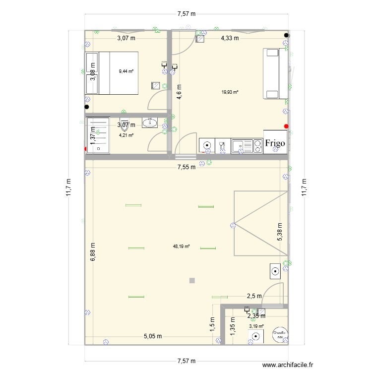nouv plan + equipement 2 + Lit + elect. Plan de 0 pièce et 0 m2