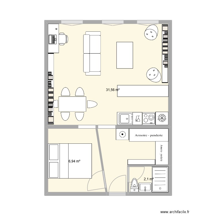 Mathieu et Anicia v9. Plan de 3 pièces et 41 m2