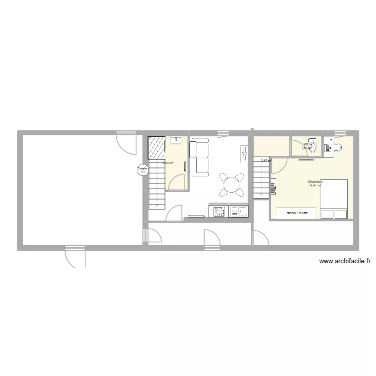 LOGEMENT LILOU. Plan de 4 pièces et 25 m²