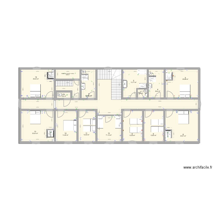 PLAN 2 GM Adé 2. Plan de 15 pièces et 261 m2