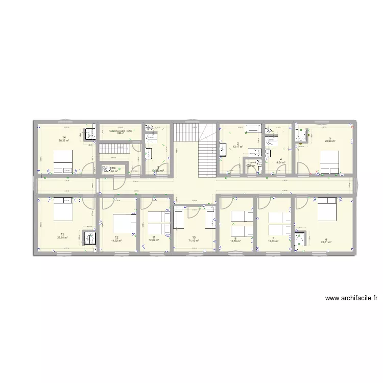 PLAN 2 GM Ad&eacute; 2. Plan de 15 pièces et 261 m²