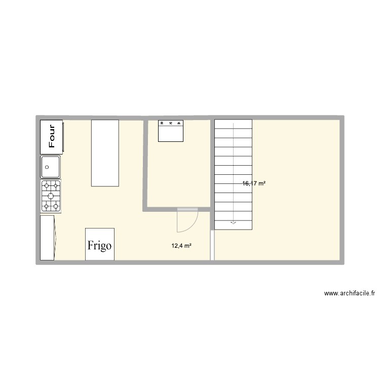 test cuisine mapak. Plan de 2 pièces et 29 m2