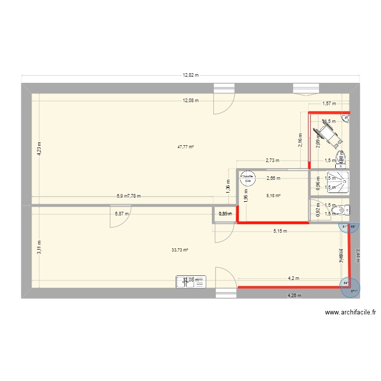 archiac 1. Plan de 4 pièces et 87 m2