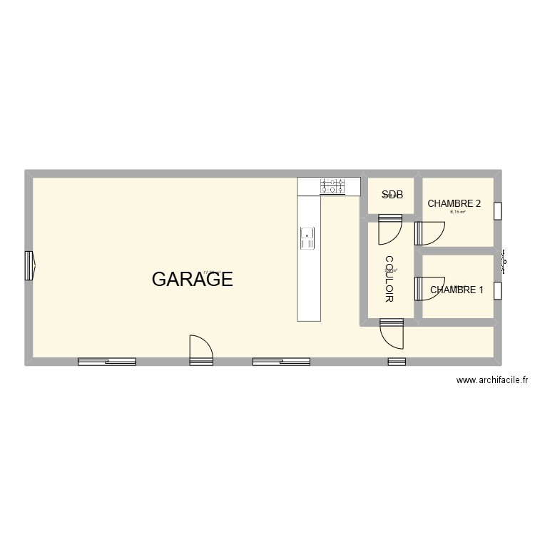 GARAGE TARADEAU. Plan de 5 pièces et 97 m2