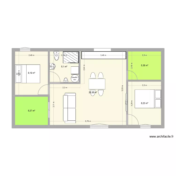 Essonne. Plan de 6  et 59 m²