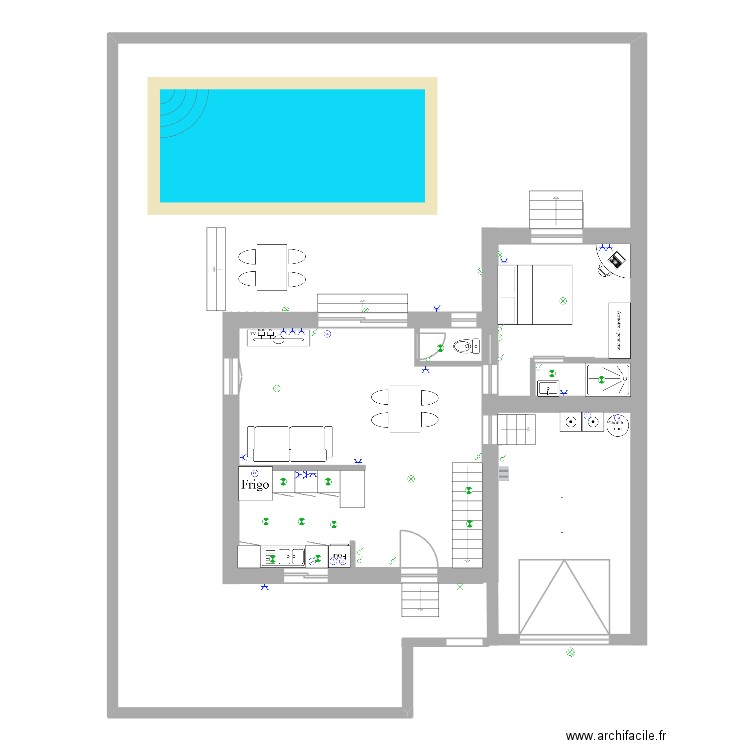 plan de base  avec terrain et 2 étages électricité v2. Plan de 5 pièces et 7 m2
