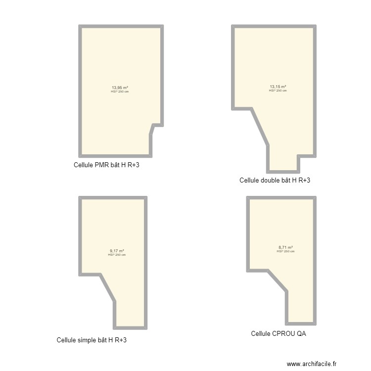 métrés st denis. Plan de 4 pièces et 45 m2