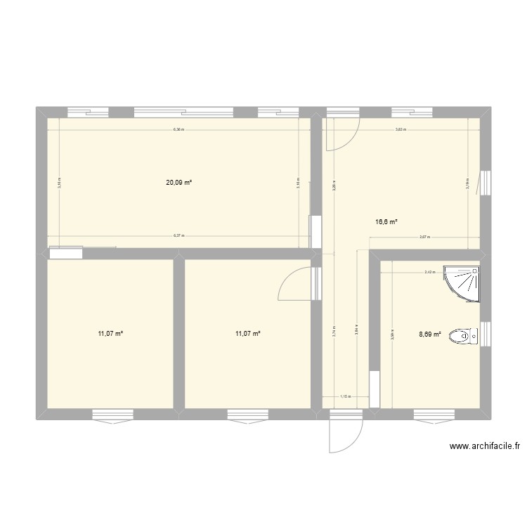 HAJ2. Plan de 5 pièces et 68 m2