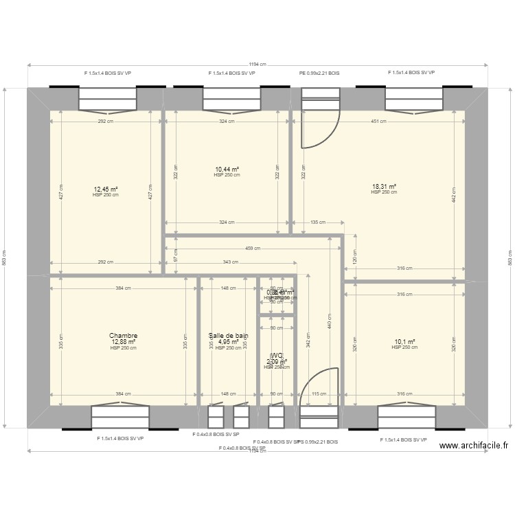 ML24006321. Plan de 9 pièces et 80 m2