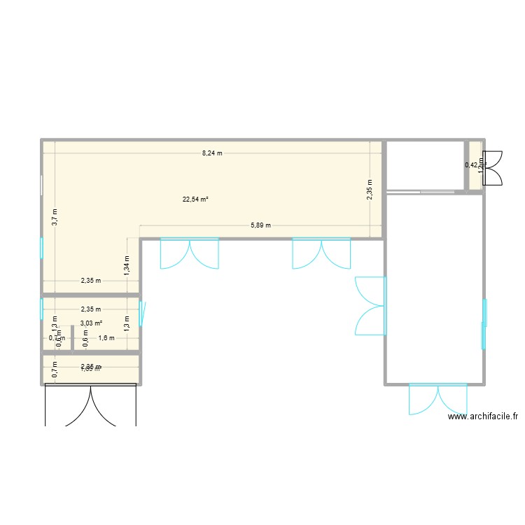 esquive N°1. Plan de 4 pièces et 28 m2