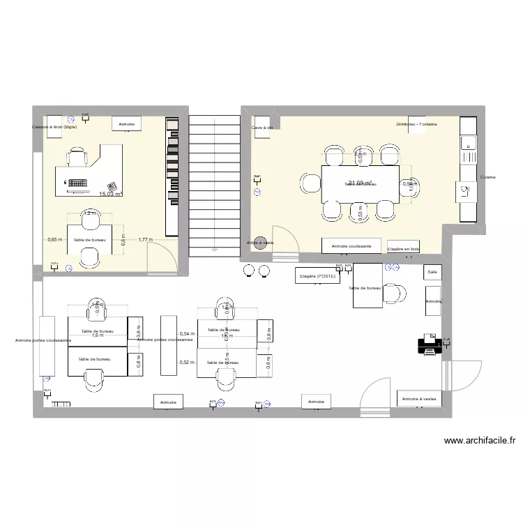Bureau Back Office H&ocirc;tel de Ville. Plan de 