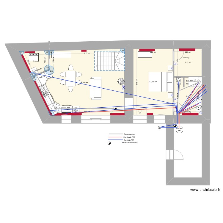 Aménagement 25 La Meffrais (réseaux rdc). Plan de 0 pièce et 0 m2