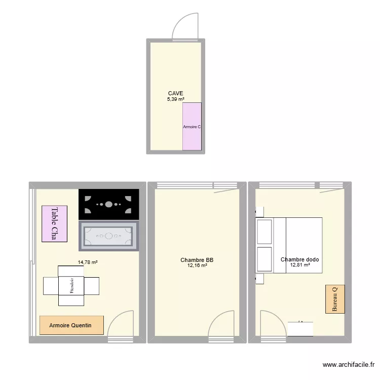 Cugy. Plan de 4  et 45 m²