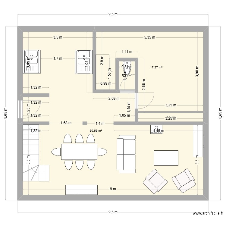 Perso 1. Plan de 9 pièces et 143 m2