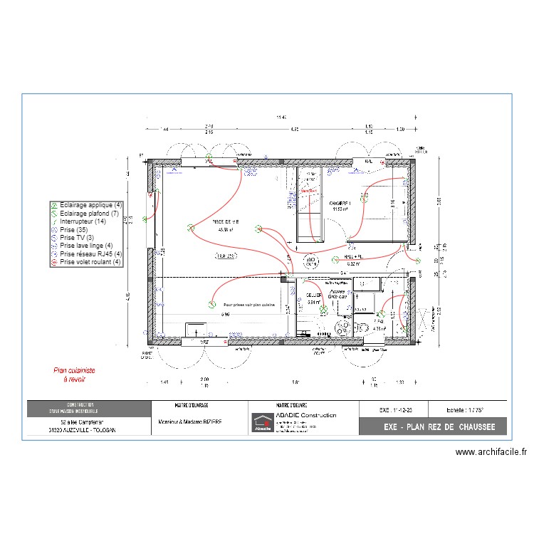 BIZIERE RDC ABADIE. Plan de 0 pièce et 0 m2