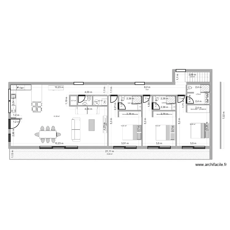 MAISON A 7M X 20M. Plan de 