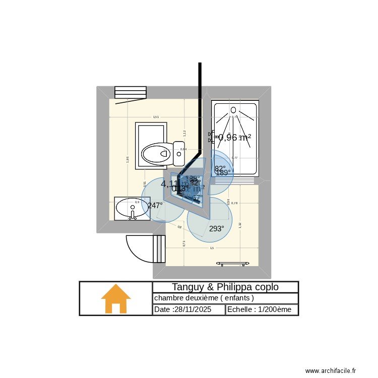 coplo tanguy. Plan de 3 pièces et 5 m2