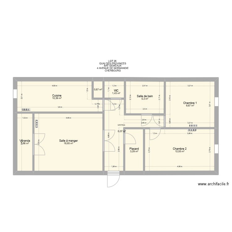 BAT GEMEAUX LGT 35. Plan de 10 pièces et 72 m2