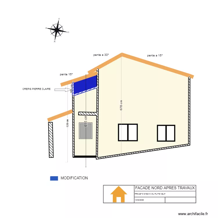 PLAN FACADE NORD MODIF=60. Plan de PLAN FACADE NORD MODIF=60. Plan de