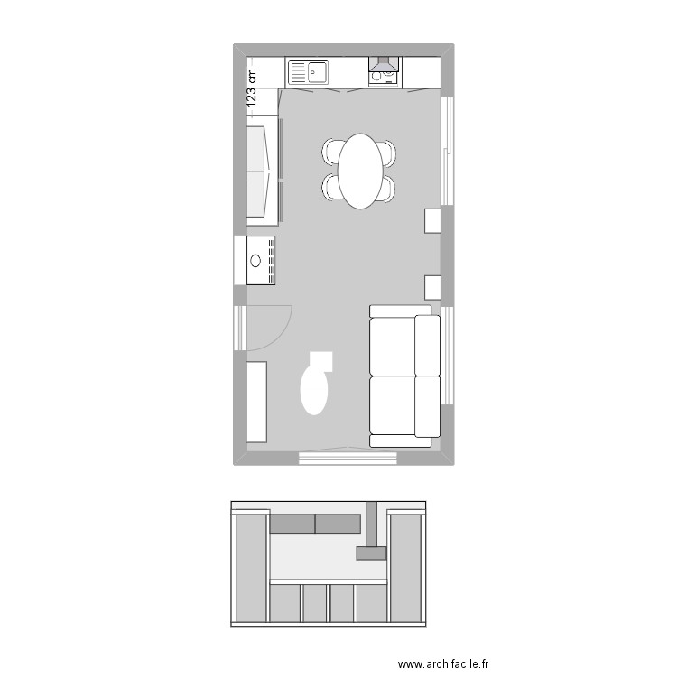 cuisine béton cellulaire. Plan de 0 pièce et 0 m2