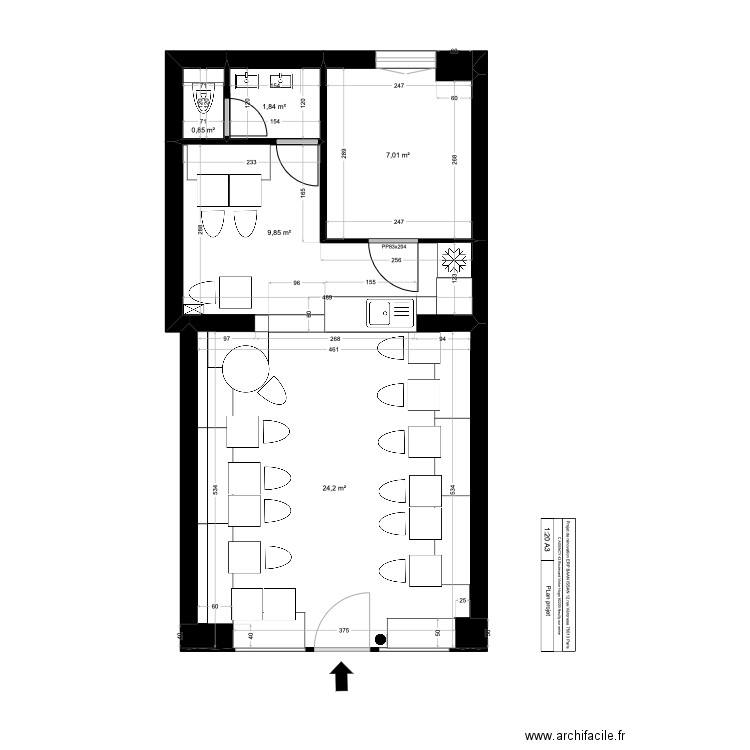 BAAN ISSAN projet. Plan de 5 pièces et 44 m2