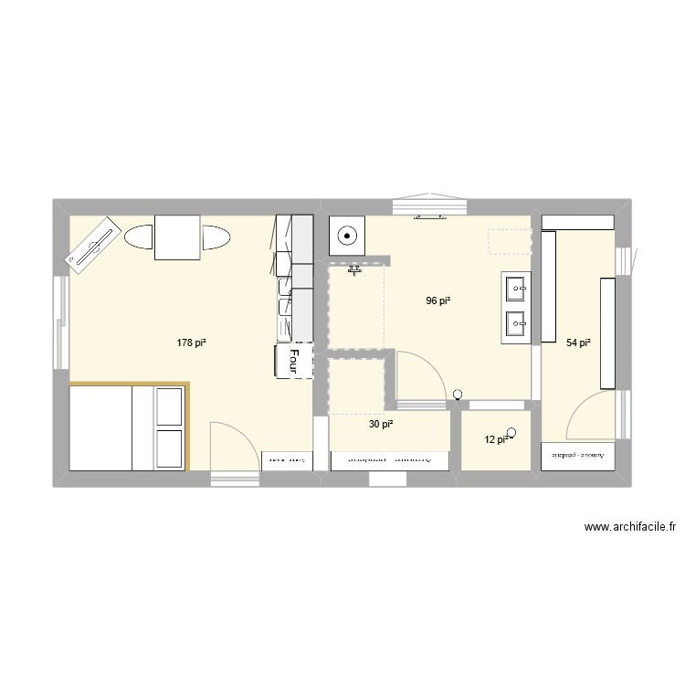 Alyne & Richard. Plan de 5 pièces et 34 m2